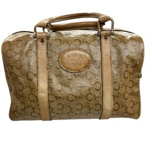 Vintage Celine Tan Monogram Boston Bag